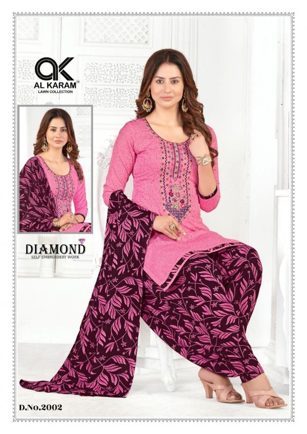 Al Karam Diamond Vol -2 cotton Printed Designer Dress Material